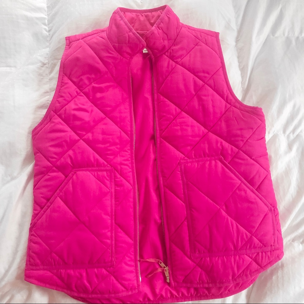 J.Crew Neon pink quilted vest